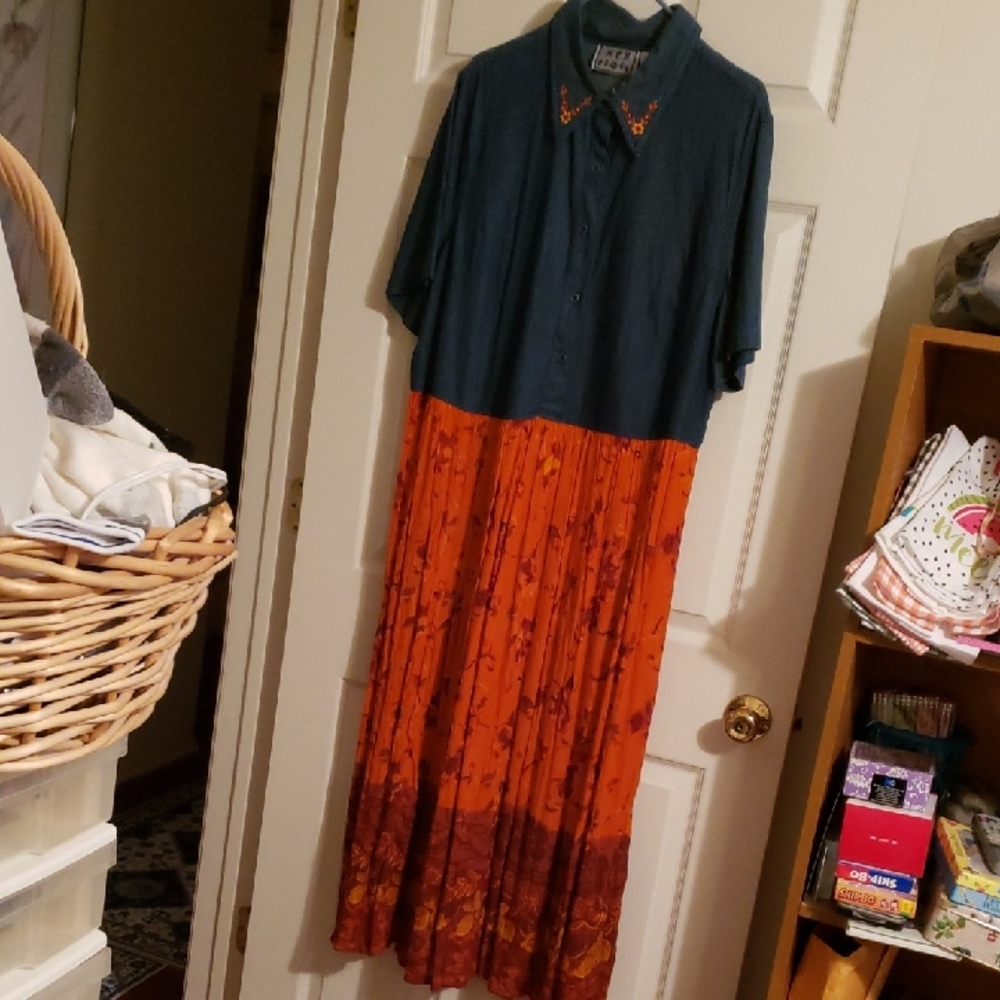 Orange and Blue Women's Dress